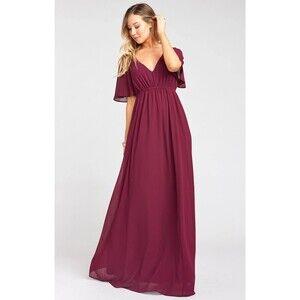 Show Me Your Mumu Emily Empire Maxi Dress Merlot Chiffon L